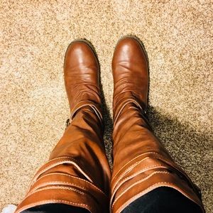 Tall Brown Madden Girl Zip Up Rider Boots